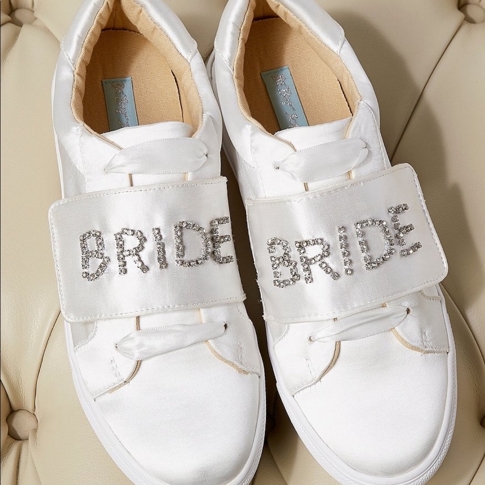 Blue by Betsey Johnson Liana Satin Jeweled Bride Sneakers